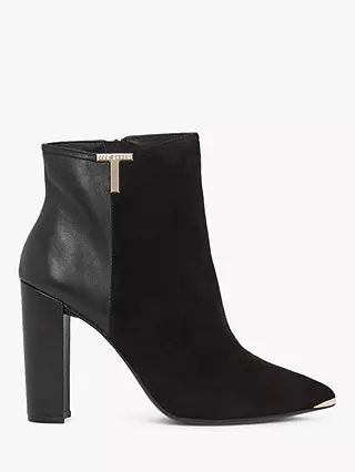 Ted Baker Inala Leather Suede Point Toe Ankle Boots, Black | John Lewis (UK)