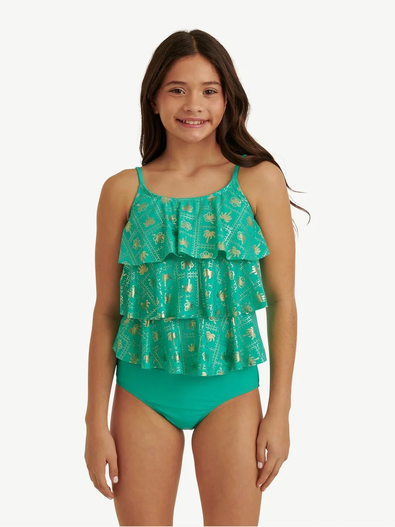 Justice Girls 2 piece Ruffle Tankini Swimsuit, sizes XS-XL | Walmart (US)