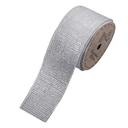 Wired Edge Craft Ribbon 2-1/2-Inch Wide by 10 Yard Spool (515 Stripe Silver) | Amazon (US)