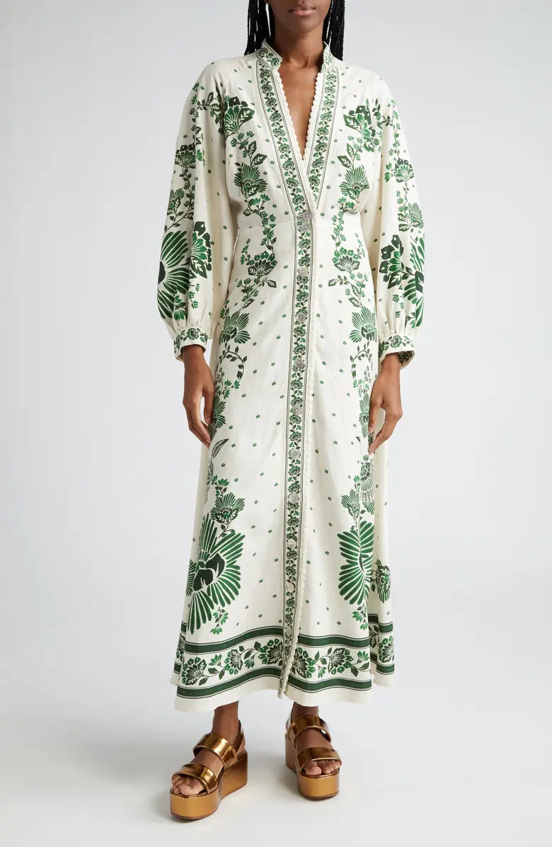 Forest Soul Long Sleeve Linen Blend Shirtdress | Nordstrom