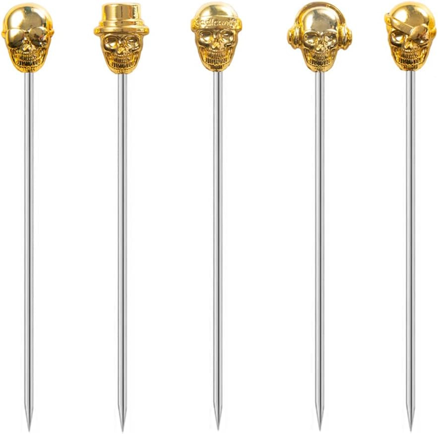 RFORPLY Skull Cocktail Picks Decoration Fruit Stick Martini Picks Kitchen Appetizer Cup Mimosa Ba... | Amazon (US)