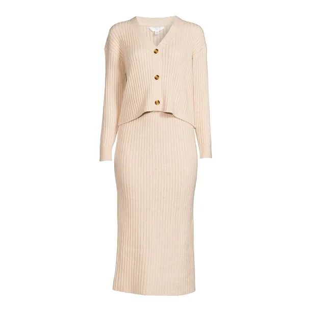 Time and Tru Women's Sweater Cardigan and Skirt Set - Walmart.com | Walmart (US)