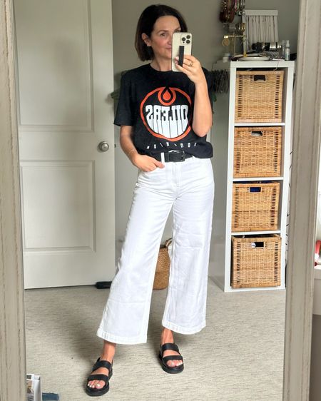 Game day fit!
My cropped jeans fit tts but stretched out with wash and wear, I recommend going down one size. Sandals fit tts, I also linked similar more affordable options.
My tee is from Game On sports so I can’t link it but found lots of similar options



#LTKOver40 #LTKStyleTip #LTKShoeCrush
