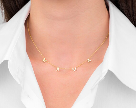 Mom Gift, Mama Necklace, Mother Necklace, Mother's Day Gifts, Mama Letter Necklace, Name Necklace... | Etsy (US)