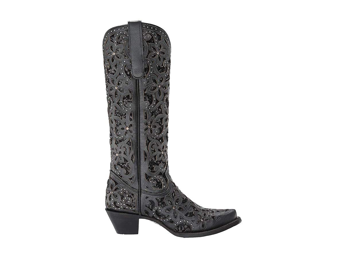 Corral Women's Floral Inlay Western Boot Snip Toe Black 6 1/2 M  US | Walmart (US)