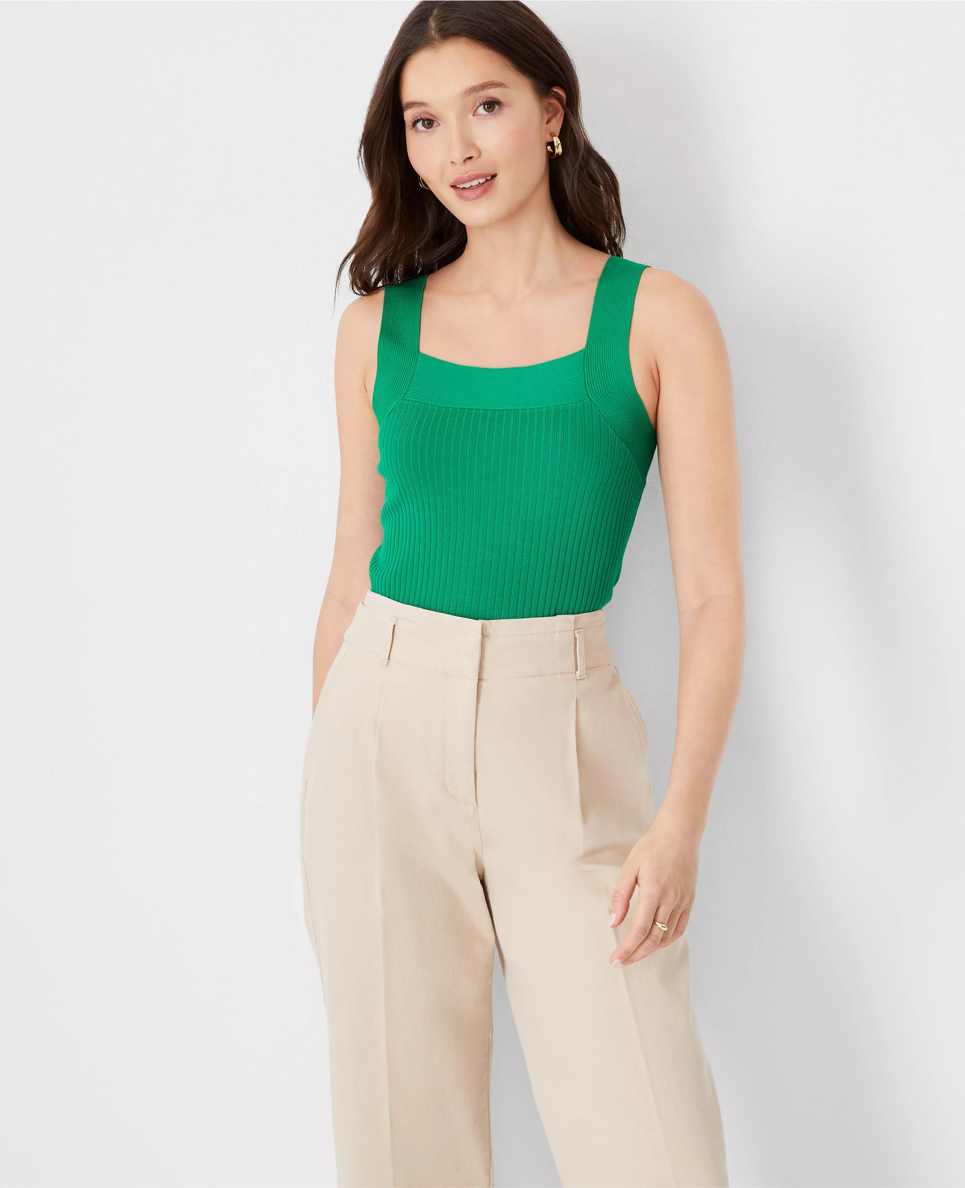 Ribbed Square Neck Sweater Shell | Ann Taylor (US)