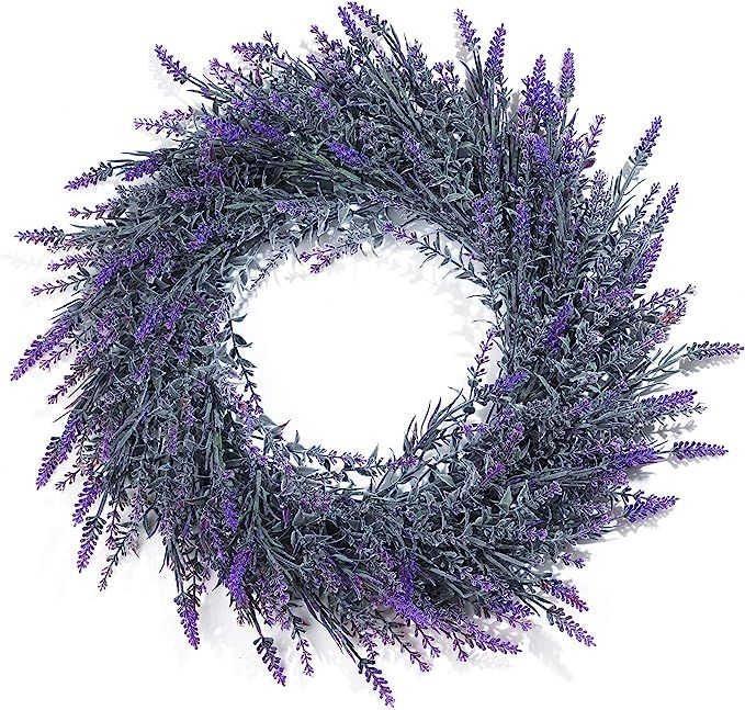 DDHS Lavender Wreath for Front Door, 18" Artificial Farmhouse Wreaths for Wall Window Party Weddi... | Amazon (US)