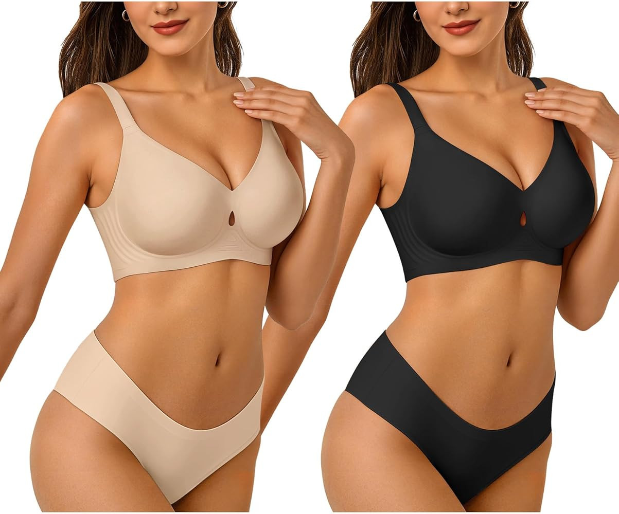 Wireless Bras for Women No Underwire Seamless Push Up Full Coverage Supportive Womens Bralettes E... | Amazon (US)