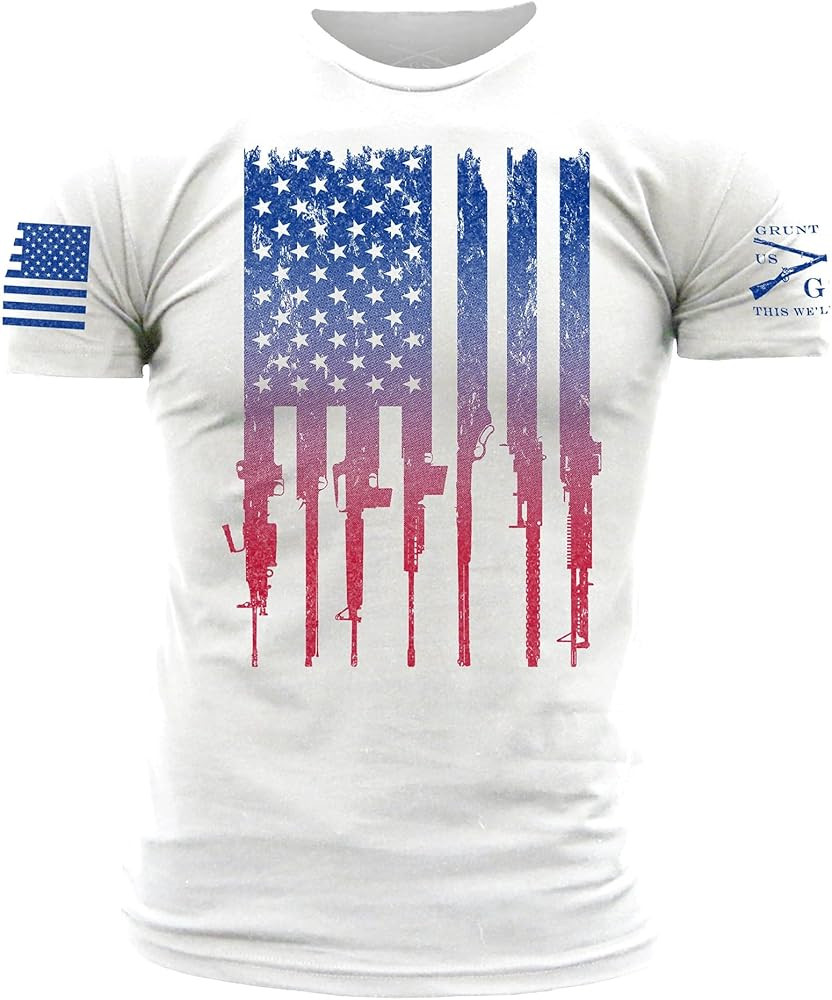 Grunt Style USA Rifle Flag Men's T-Shirt | Amazon (US)