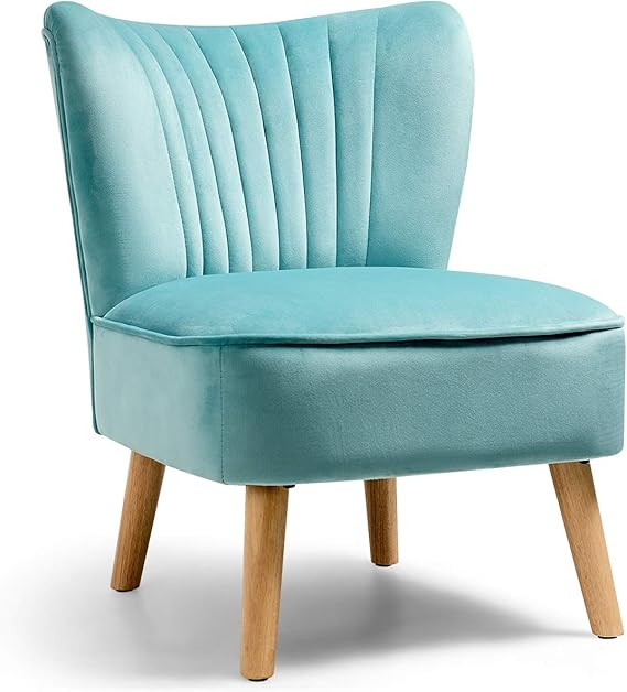 Giantex Velvet Accent Chair, Upholstered Modern Sofa Chair w/Wood Legs, Thickly Padded, Small Arm... | Amazon (US)