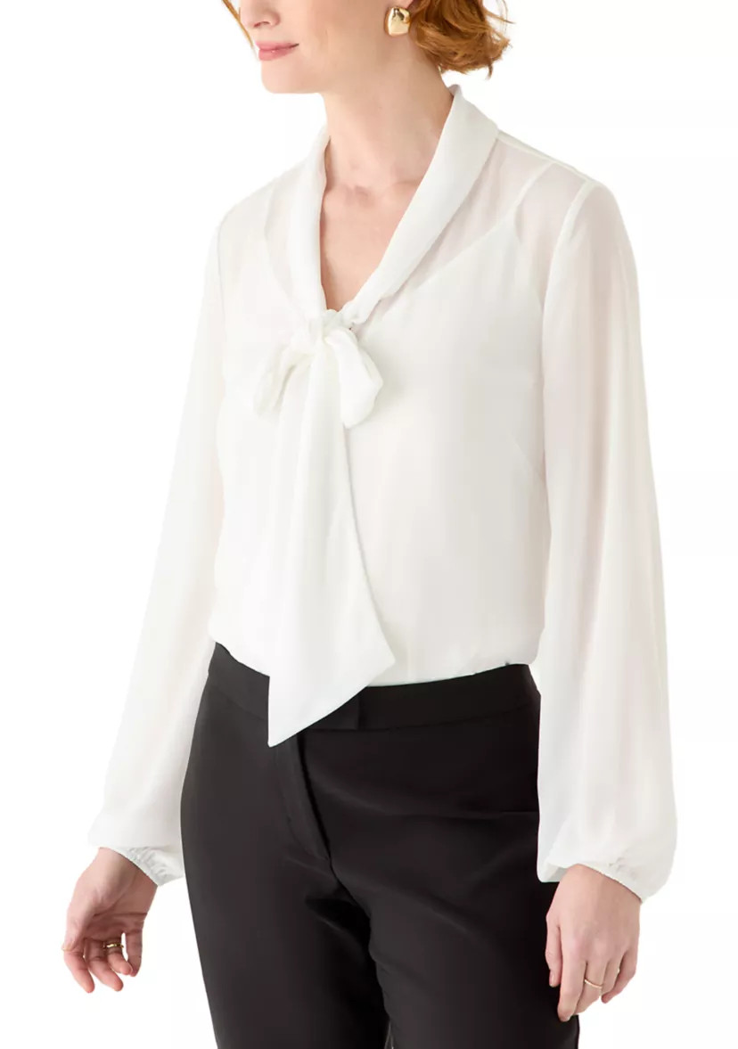 Women's Long Sleeve Chiffon Bow Blouse | Belk