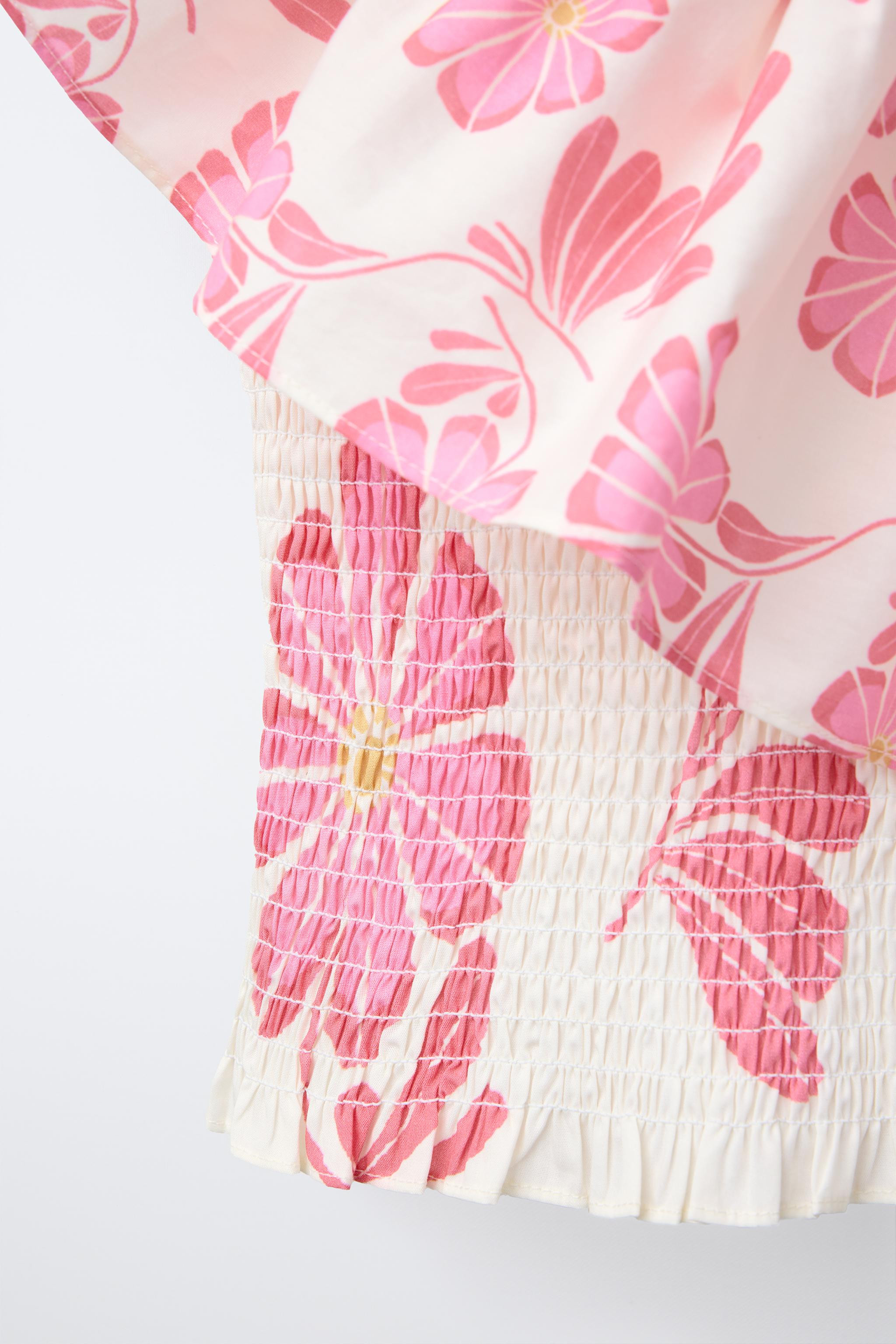 ASYMMETRIC RUFFLE FLORAL TOP | Zara US