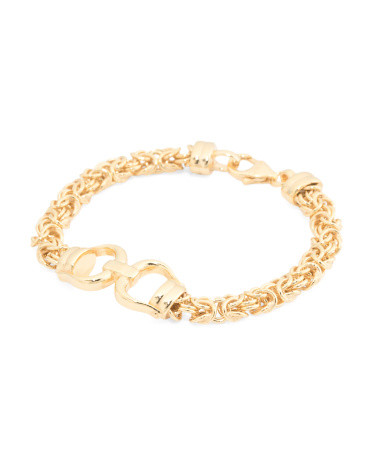 Made In Italy Gold Plated Sterling Silver Byzantine Chain Bracelet | TJ Maxx