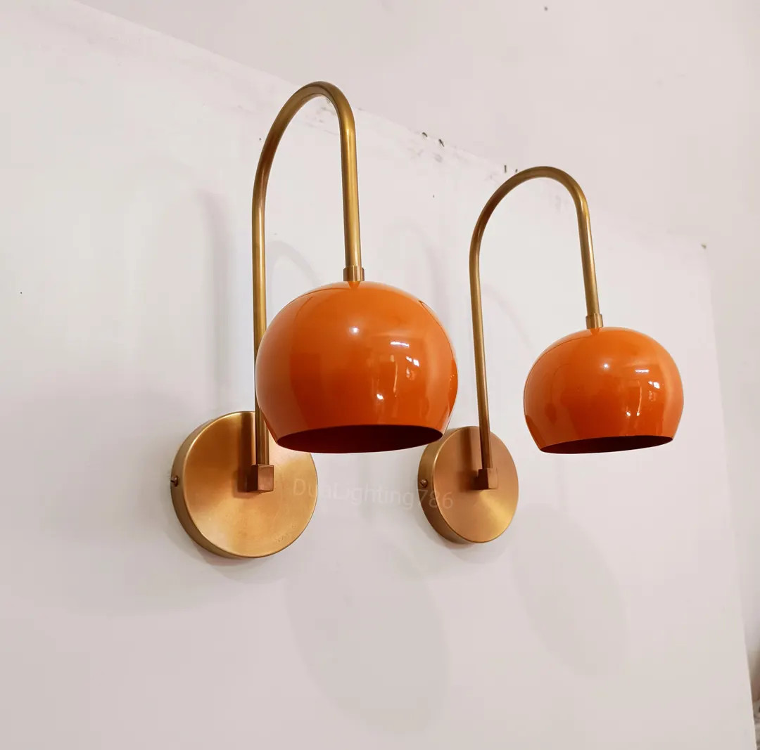 Raw Brass Wall Sconce: Mid Century Italian Orange Ball Light | Etsy (US)