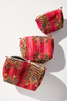 Tiger Stripe Velvet Travel Bags, Set of 3 | Anthropologie (US)