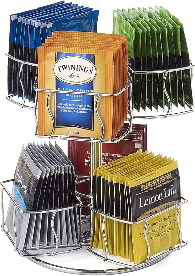 Nifty Tea Bag Spinning Carousel – 6 Compartments, Up to 60 Tea Bags Storage, Spins 360-Degrees,... | Amazon (US)