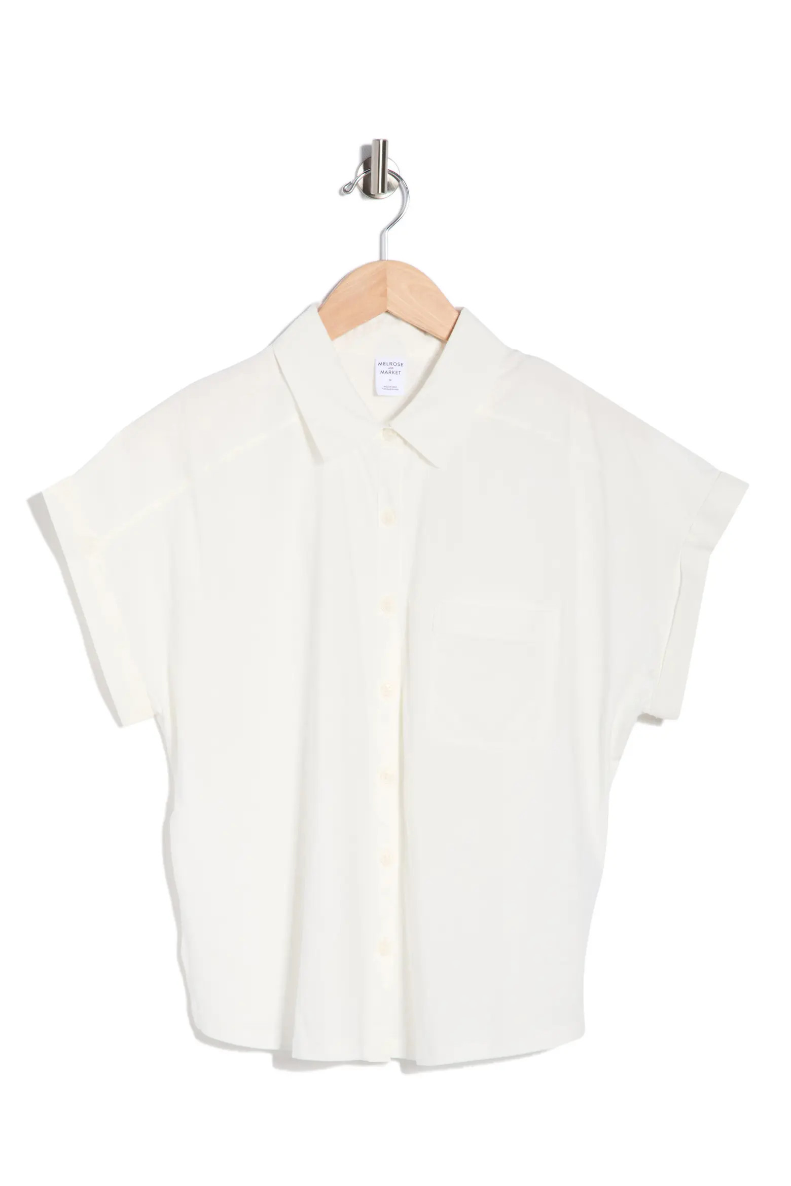 Melrose and Market Mixed Media Button-Up Shirt in Blue Beyond at Nordstrom Rack, Size Small | Nordstrom Rack