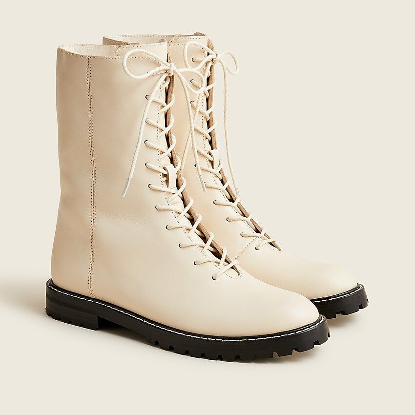 Gwen lug-sole leather lace-up tall shaft boots | J.Crew US