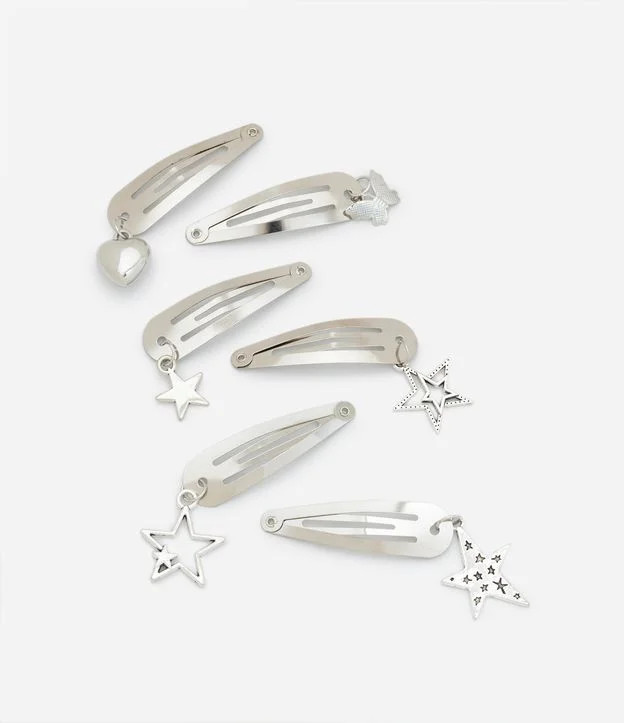 Kit 06 de Presilhas De Cabelo com Pingentes Prata - Lojas Renner | Renner (BR)