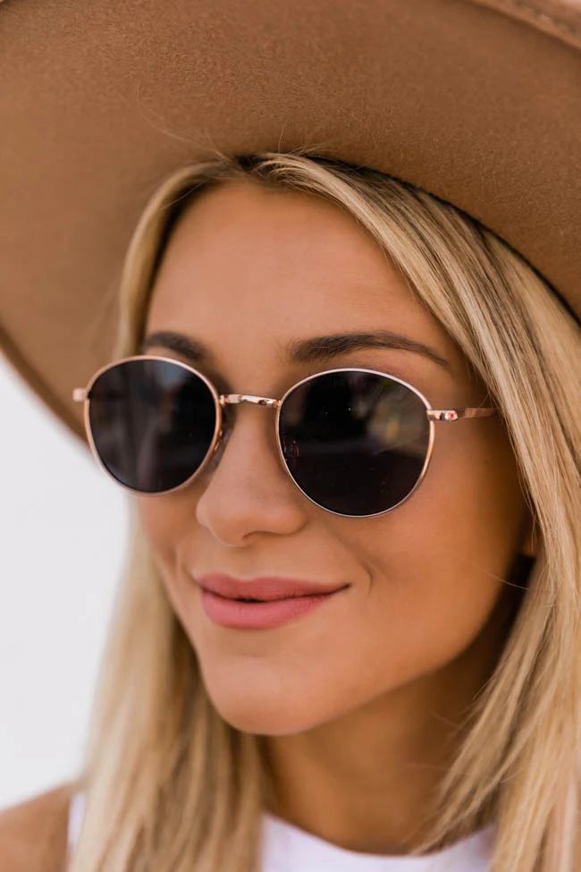 Travel To The Future Rose Gold Circle Sunglasses | The Pink Lily Boutique