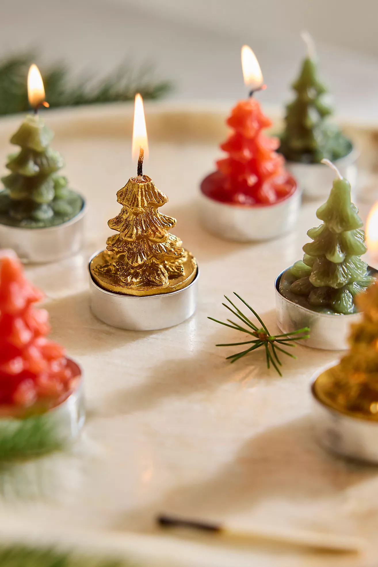 Evergreen Tree Tea Lights, Set of 9 | Anthropologie (US)
