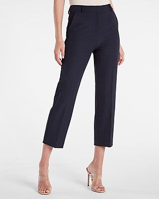 Editor Super High Waisted Straight Cropped Pant Blue Women's 4 | Express