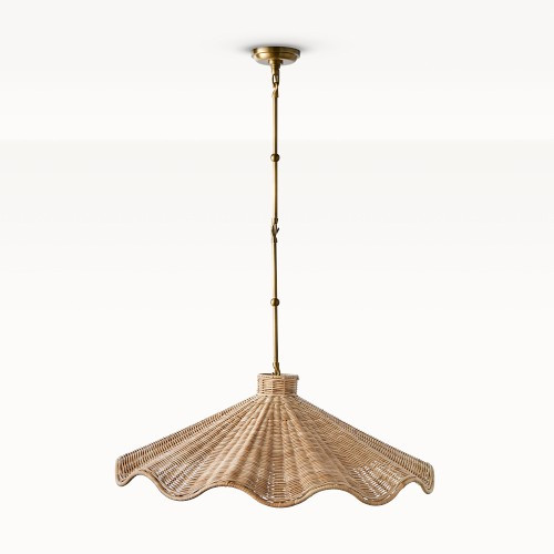 Carmel Rattan Scalloped Pendant, Large, Antique Brass | Williams-Sonoma