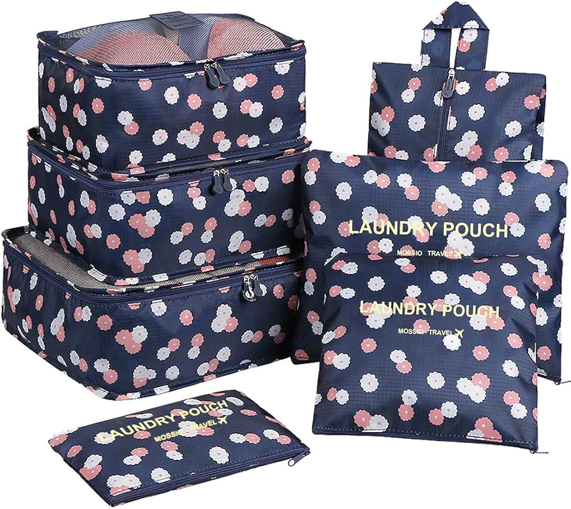 Mossio 7 Set Packing Cubes with Shoe Bag - Travel Carry On Luggage Organizer | Amazon (US)