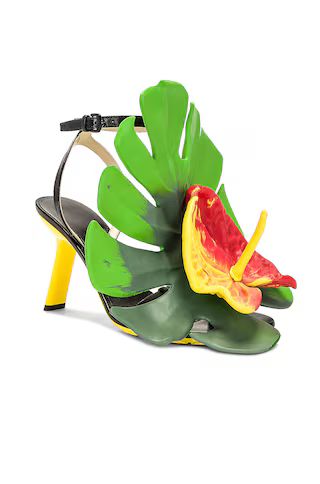 Loewe Petal 90 Sandal in Black | FWRD | FWRD 