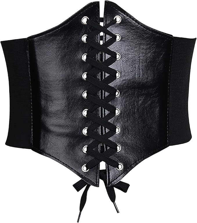 Glamorstar Corset Belt for Women Wide Elastic Tied Waspie Belts Lace-up Leather Waist... | Amazon (US)