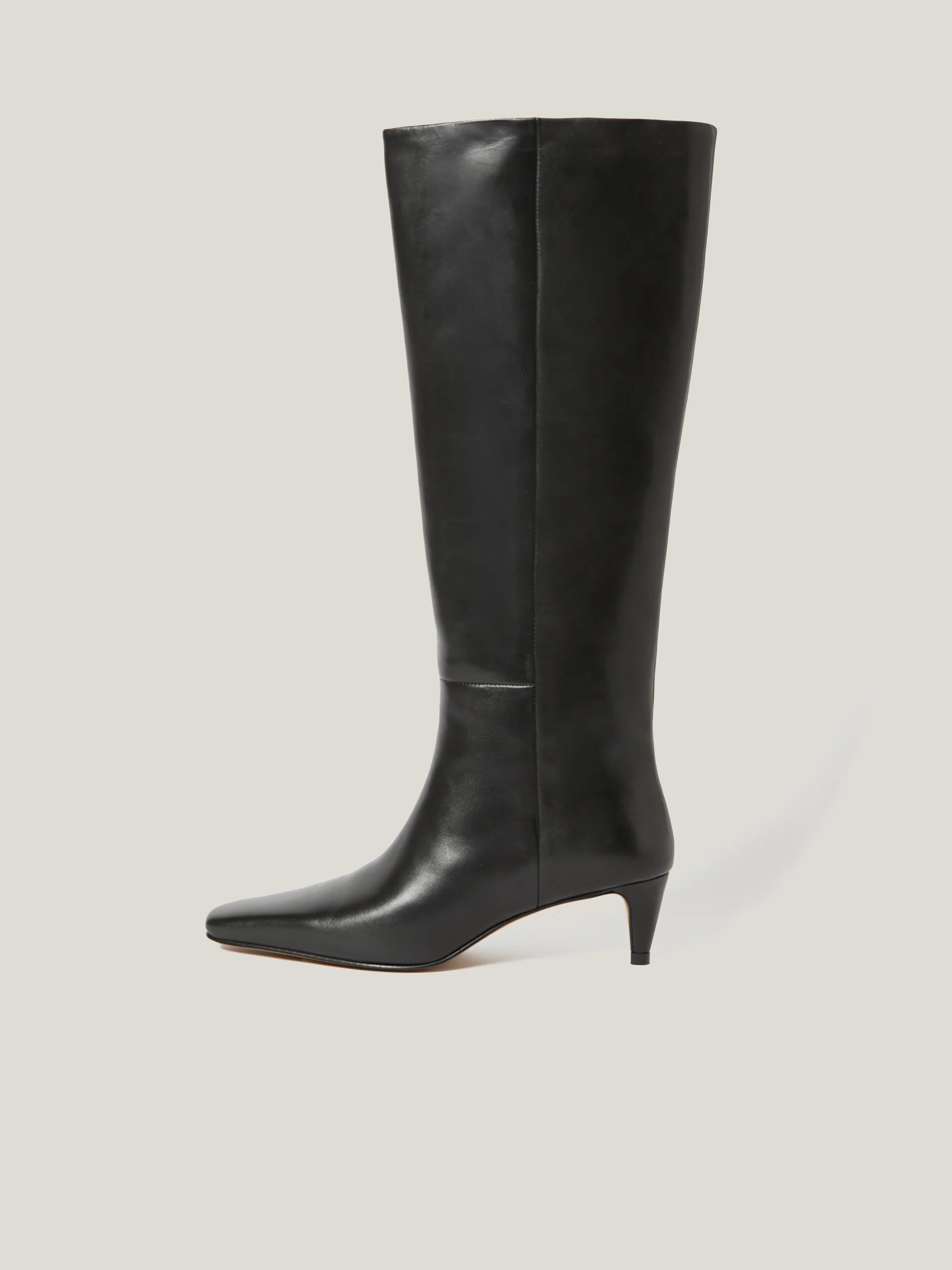 Leather Bobbi Knee High Boot | Black | Jigsaw (UK)