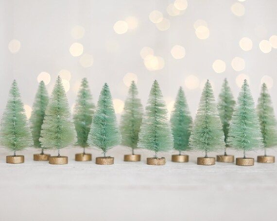 Minty Bottle Brush Trees - One Dozen Light Green Dyed Miniature Sisal Trees | Etsy (CAD)
