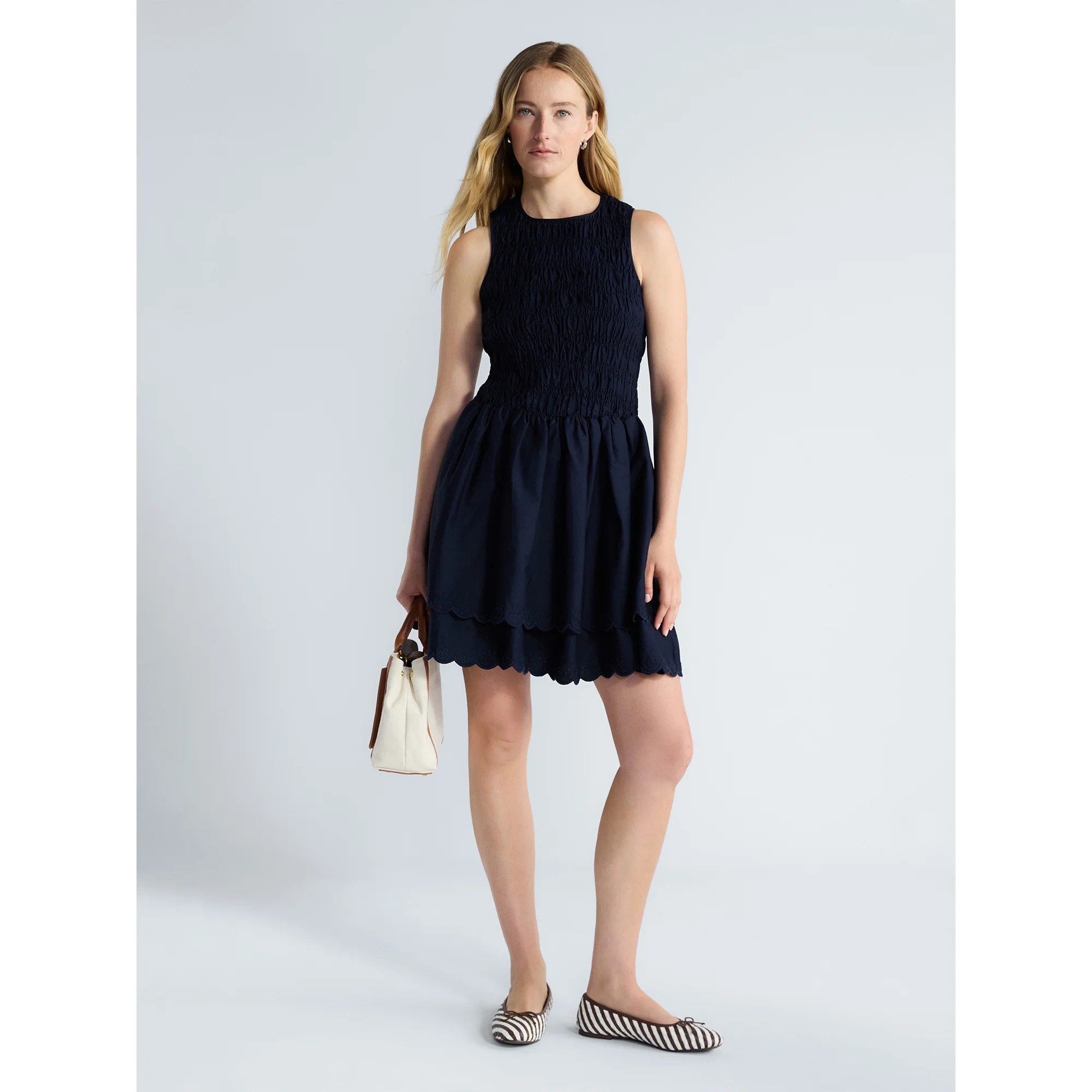 Free Assembly Women's and Women's Plus Smocked Cotton Sleeveless Mini Dress, Sizes XS-4X | Walmart (US)