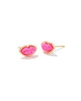 Lips Gold Stud Earrings in Bright Pink Kyocera Opal | Kendra Scott