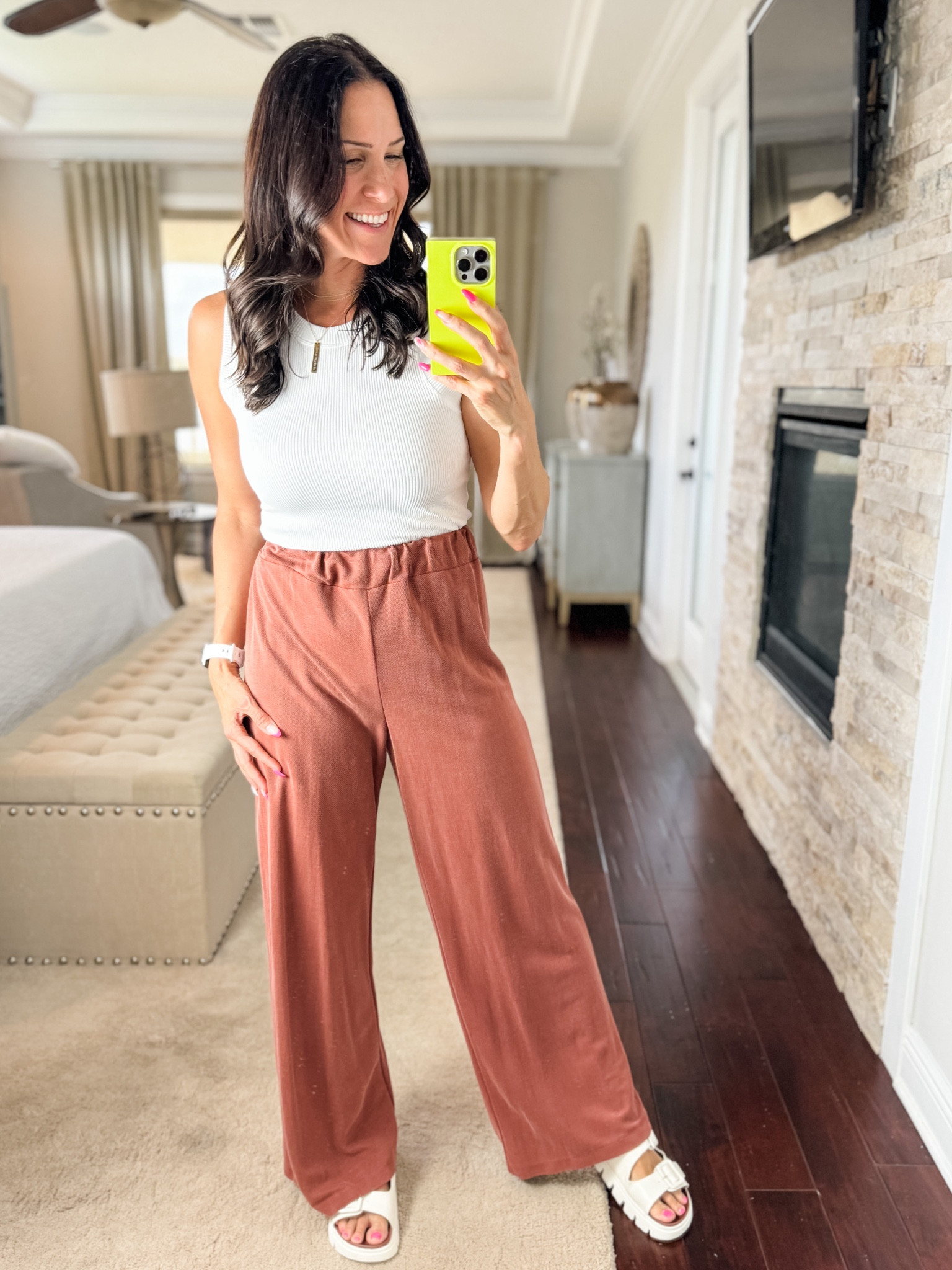 the pants come with a belt, you can keep it…I took mine off! But they are true to size - top & bottom - I’m a medium in both. Shoes are a 9  

#LTKSeasonal #LTKStyleTip #LTKFindsUnder50
