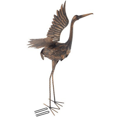 Flying Crane Garden Statue - Lawn Ornament - Handcrafted Bird Decor - Easy to Assemble Metal Yard Art with Stakes Included by Pure Garden | Target
