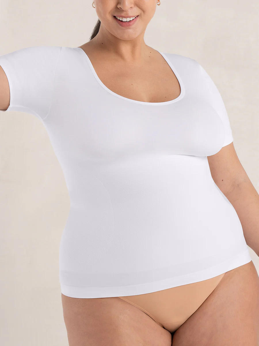 Shapewear T-Shirt: Shapermint Essentials Short Sleeve Shaping Top | Shapermint