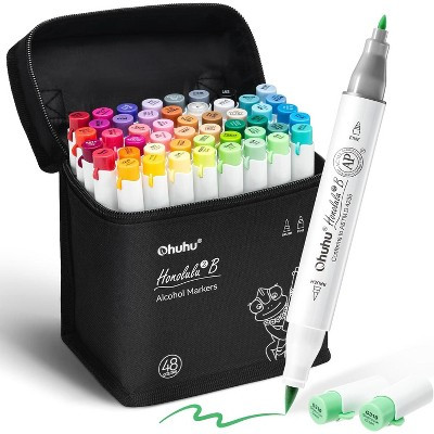Ohuhu 48-Colors Alcohol Markers Brush and Fine Tip Dual Tips - Alcohol-based Art Sketch Marker Set - Honolulu 2B - Refillable - AP Certificated | Target