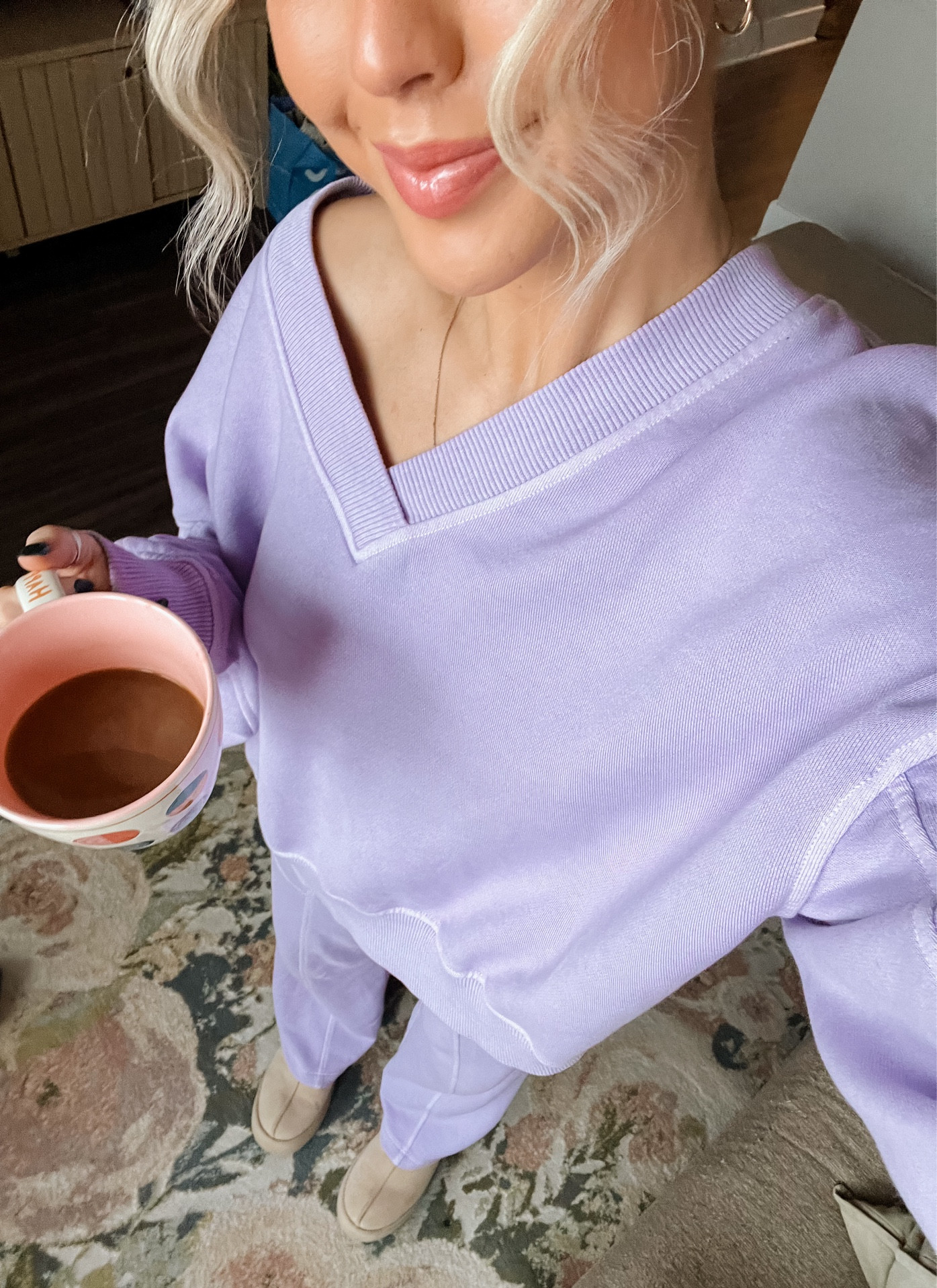 Loveee this set! Can’t take it off. Wearing a size small in both! Crew is on sale & sweatpants are to die for! The sweats are oversized and don’t have a waist tie so if you are between sizes, size down 💜

#LTKsalealert