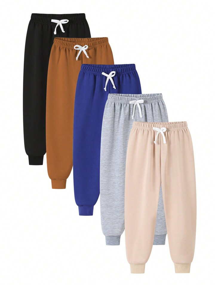 SHEIN Young Boy Casual Ribbed Waistband & Cuffs 5-Panel Sweatpants | SHEIN