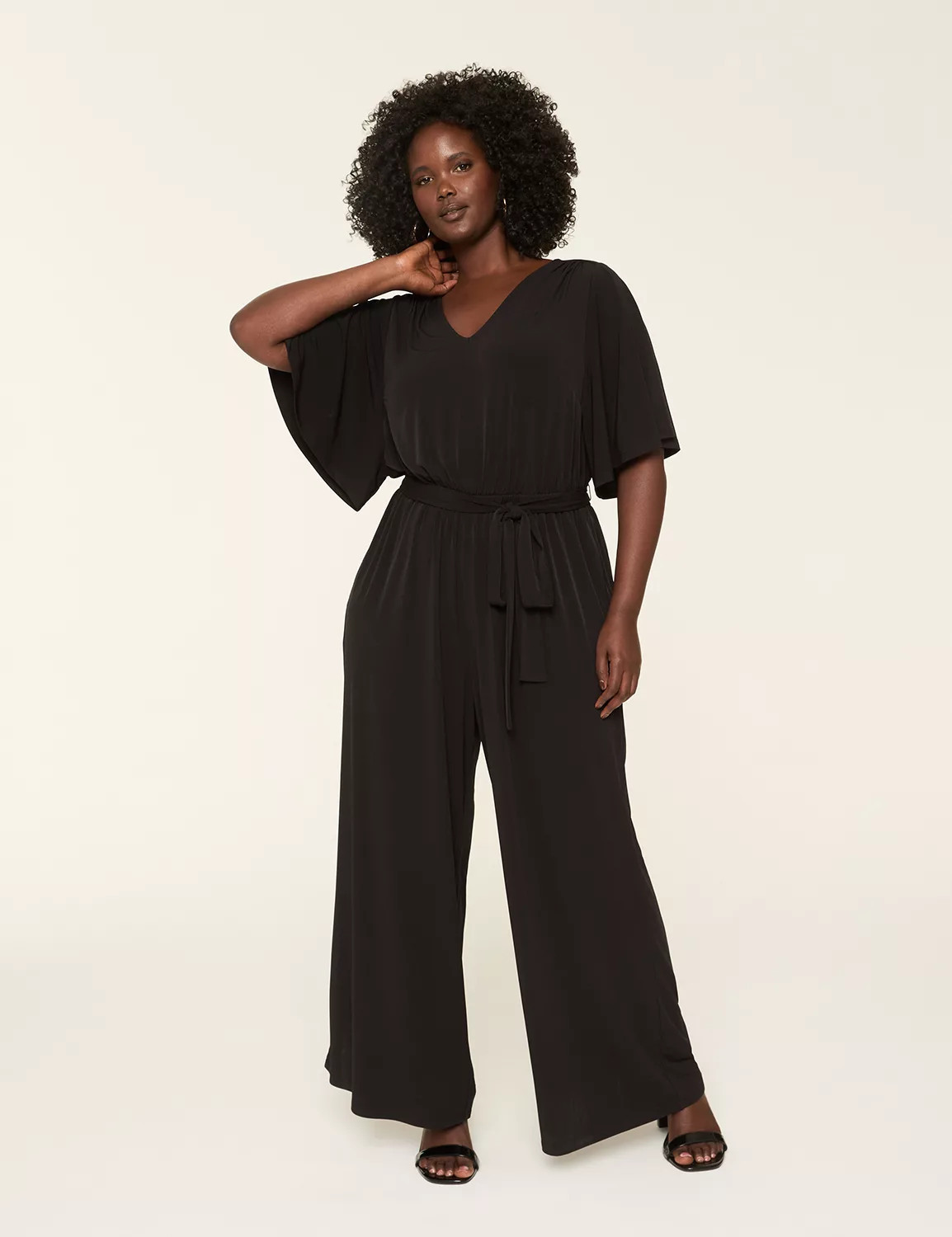 V-Neck Tie-Waist Jersey Jumpsuit | Lane Bryant (US)