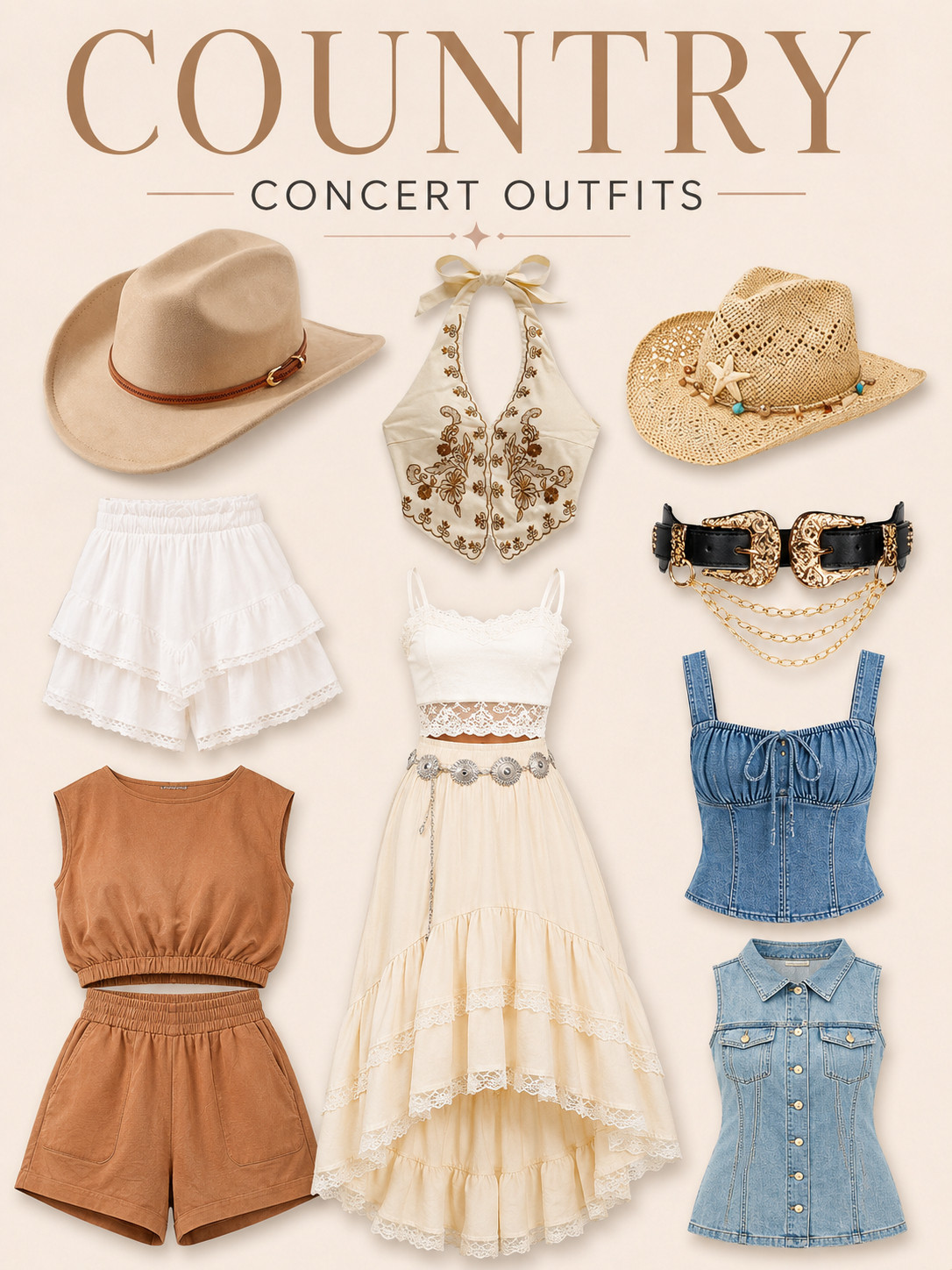 Country concert season is calling 🤠✨

I rounded up some of my favorite western-inspired finds—from denim and lace to statement hats and the cutest country concert accessories. These pieces are perfect for concerts, rodeos, girls' trips, and all your summer country nights.

Which piece are you adding to your cart first? 🎶🤎 Shop everything through my LTK link! 

 #LTKdayinmylife #LTKootd #LTKTravel