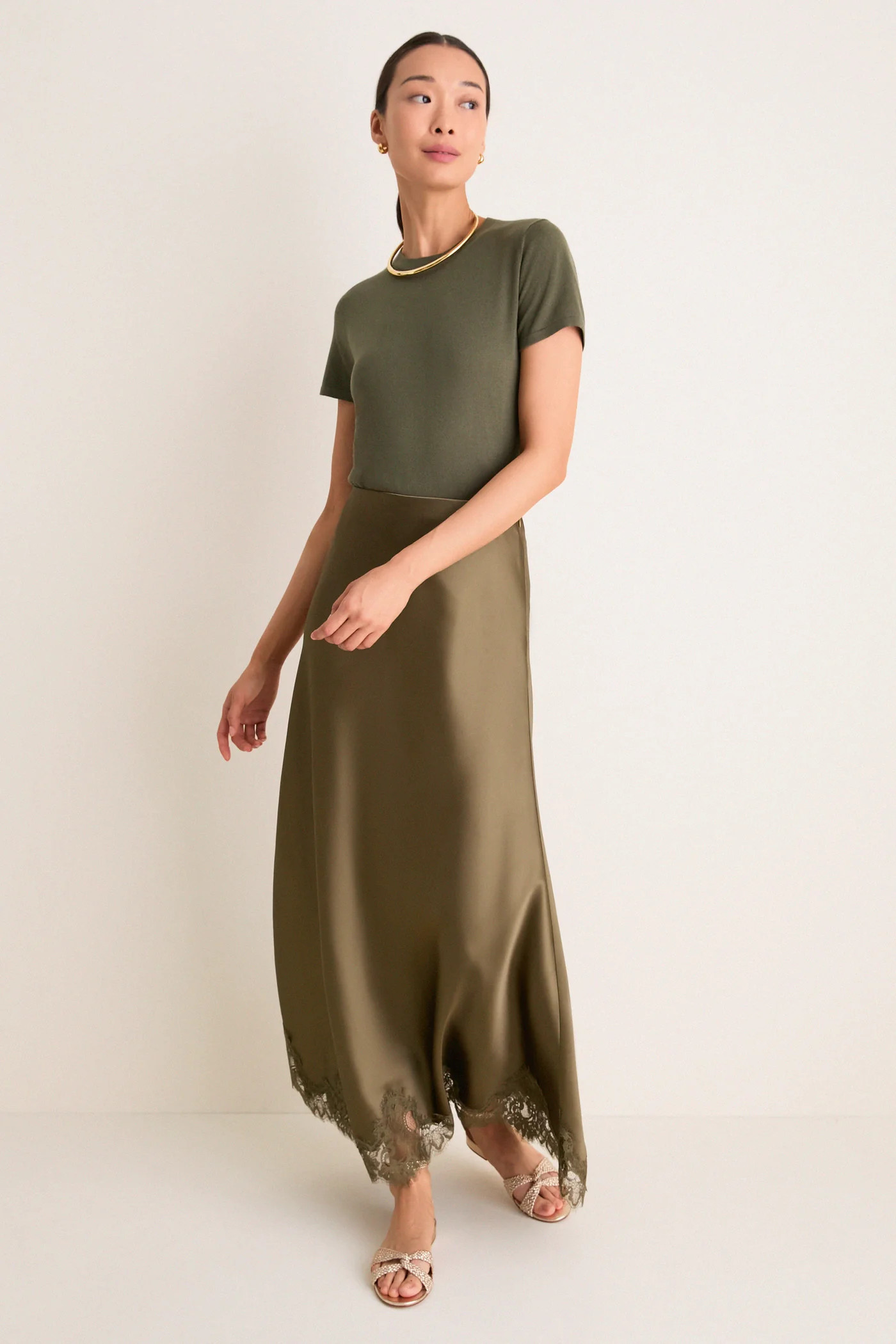 Burnt Olive Satin Mischa Slip Skirt | Tuckernuck (US)