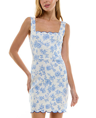 Trixxi Juniors' Floral Print Scalloped Sleeveless Bodycon Mini Dress - Macy's | Macy's