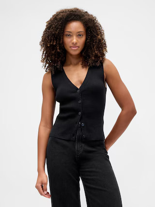 Ribbed V-Neck Sweater Vest | Gap Factory