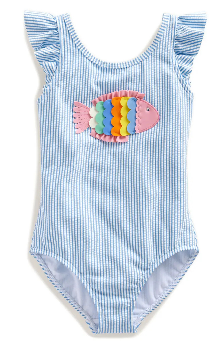 Mini Boden Kids' Logo Flutter Sleeve One-Piece Swimsuit | Nordstrom | Nordstrom