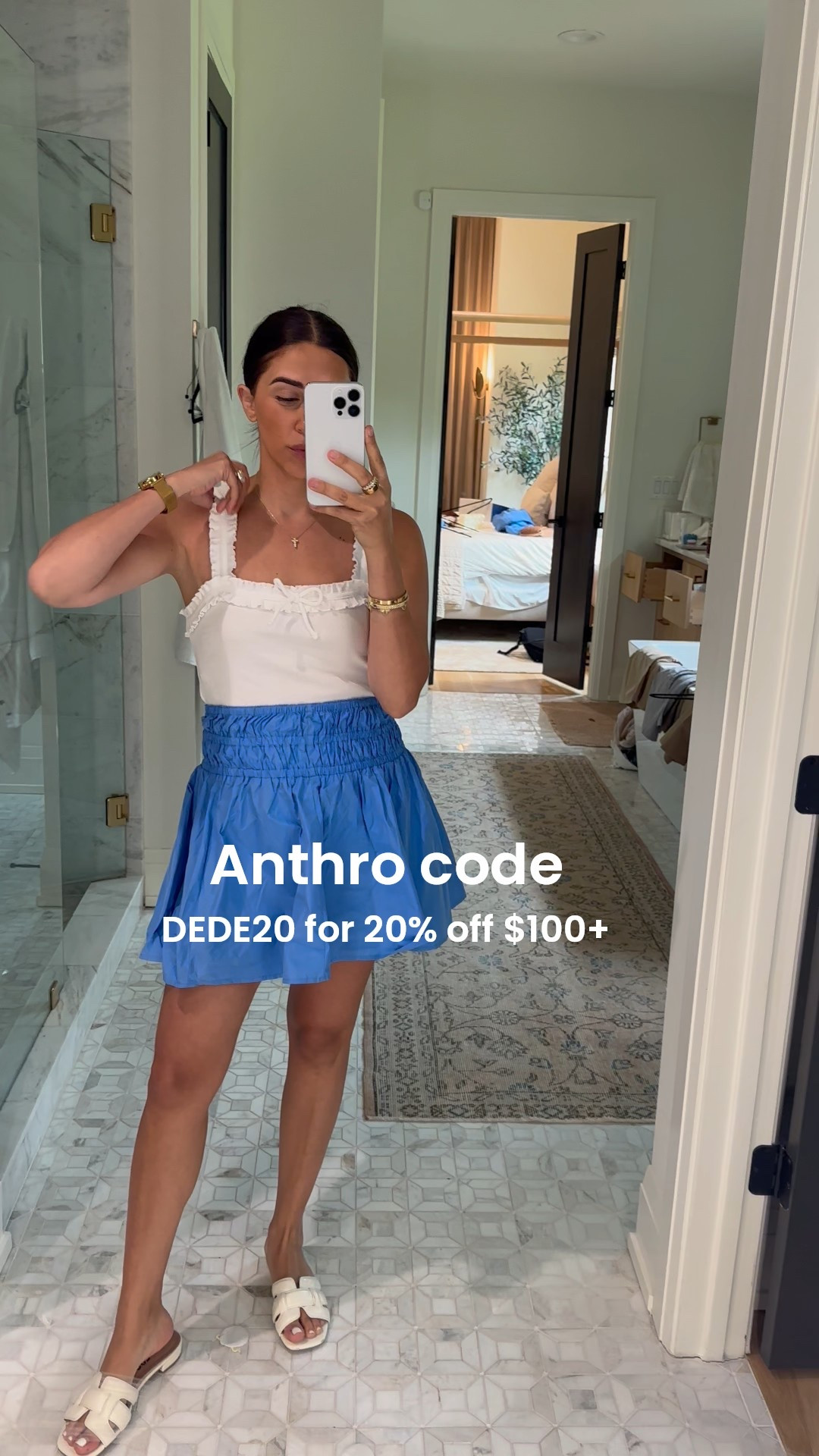 Top: small
Skirt: medium
Code: DEDE20
If you’re looking for a basic top this one is adorable with the ruffles and bow details. Also love the waistband on the skirt

#LTKSaleAlert