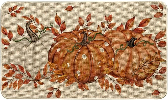 Artoid Mode Orange Dot Pumpkin Eucalyptus Fall Doormat, Autumn Home Decor Low-Profile Switch Rug ... | Amazon (US)