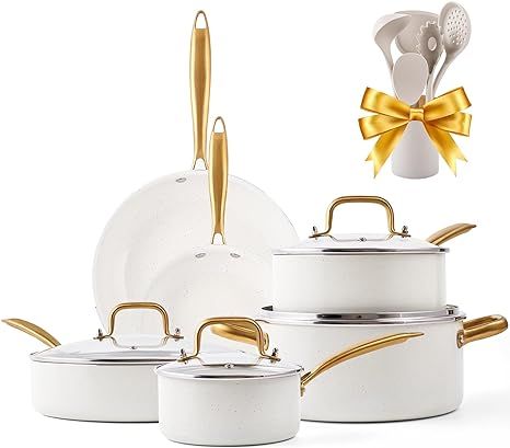 Ceramic Pots and Pans Set - Kitchen Cookware Sets Nontsick Non Toxic Cookware Set With Dutch Oven... | Amazon (US)