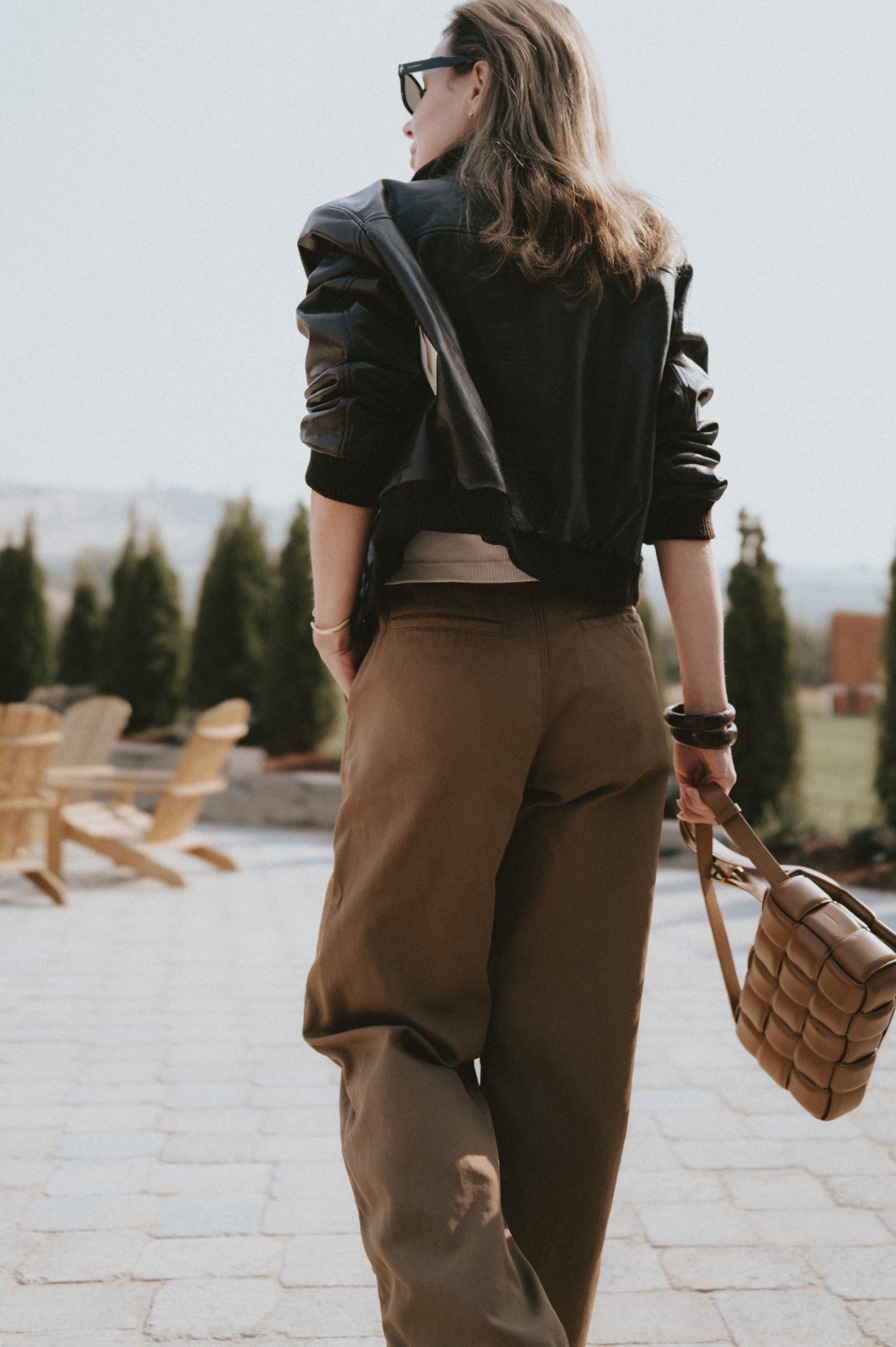 For whenever spring decides to come back: wide leg chinos & a short leather jacket please. 
Citizens of Humanity Lola Bomber jacket @Revolve @Bloomingdale's US styled with wide leg trousers & Bottega Veneta padded cassette. 

#LTKSeasonal